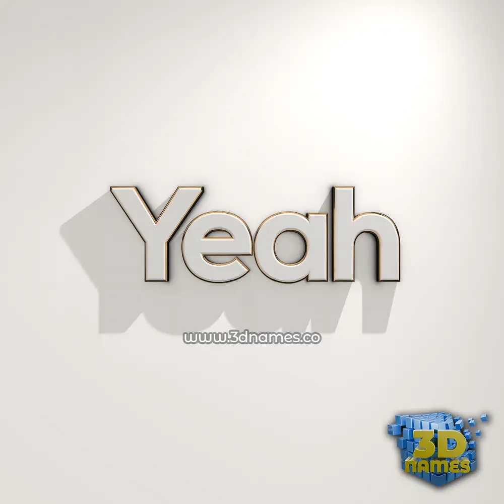 yeah in White Logo Warm style - 3D name wallpaper