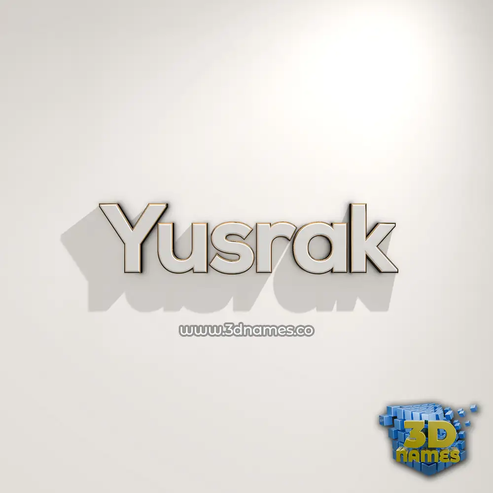 yusrak in White Logo Warm style - 3D name wallpaper
