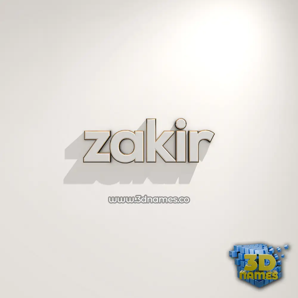 zakir in White Logo Warm style - 3D name wallpaper