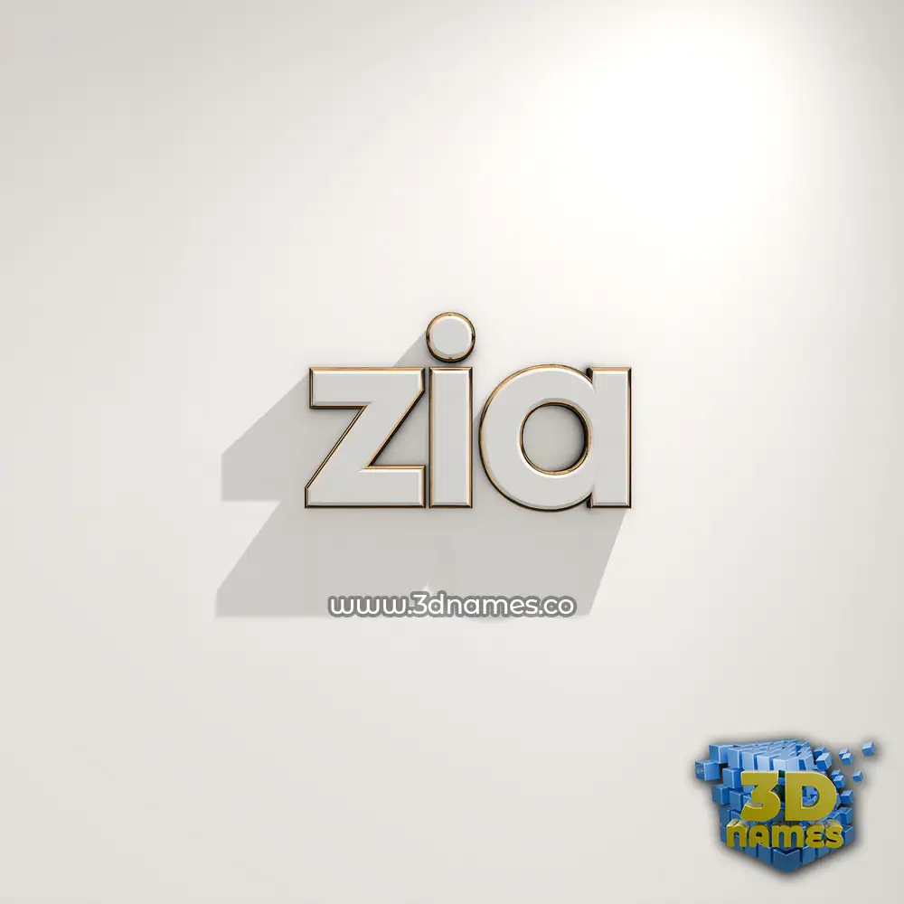 zia in White Logo Warm style - 3D name wallpaper