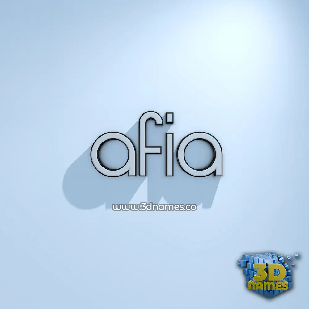 afia in White Logo Cold style - 3D name wallpaper