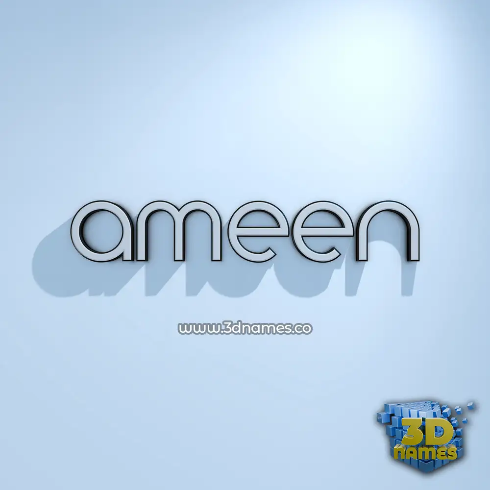 ameen in White Logo Cold style - 3D name wallpaper