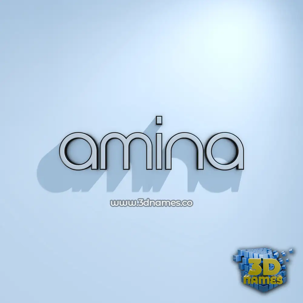 amina in White Logo Cold style - 3D name wallpaper