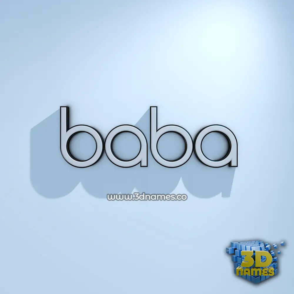 baba in White Logo Cold style - 3D name wallpaper