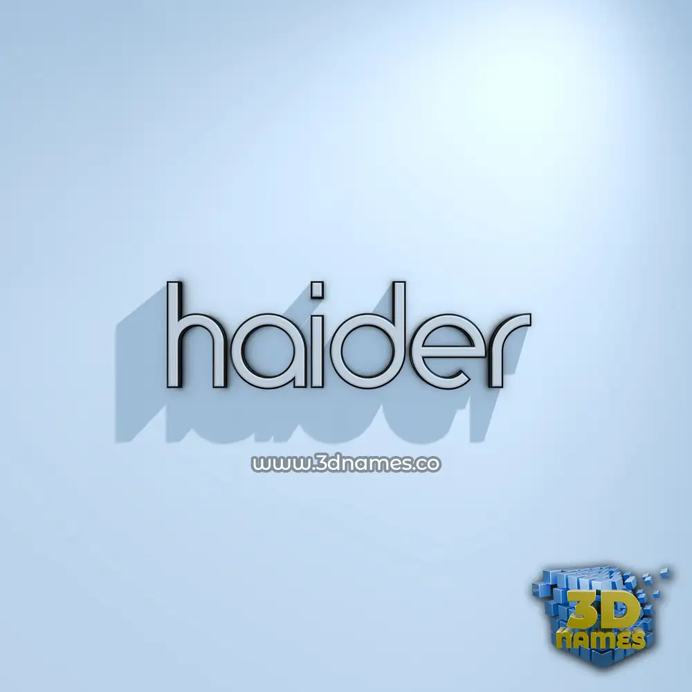 haider in White Logo Cold style - 3D name wallpaper