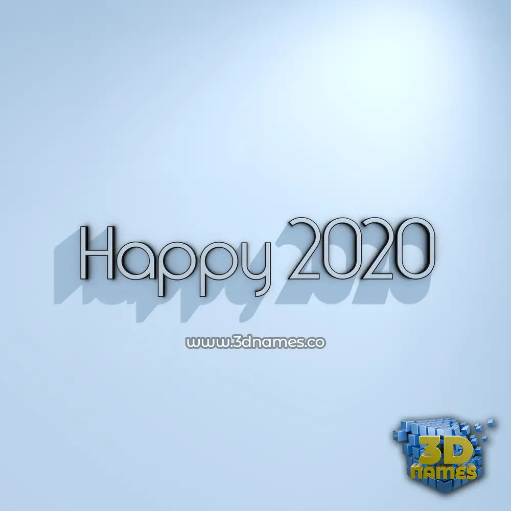 happy 2020 in White Logo Cold style - 3D name wallpaper