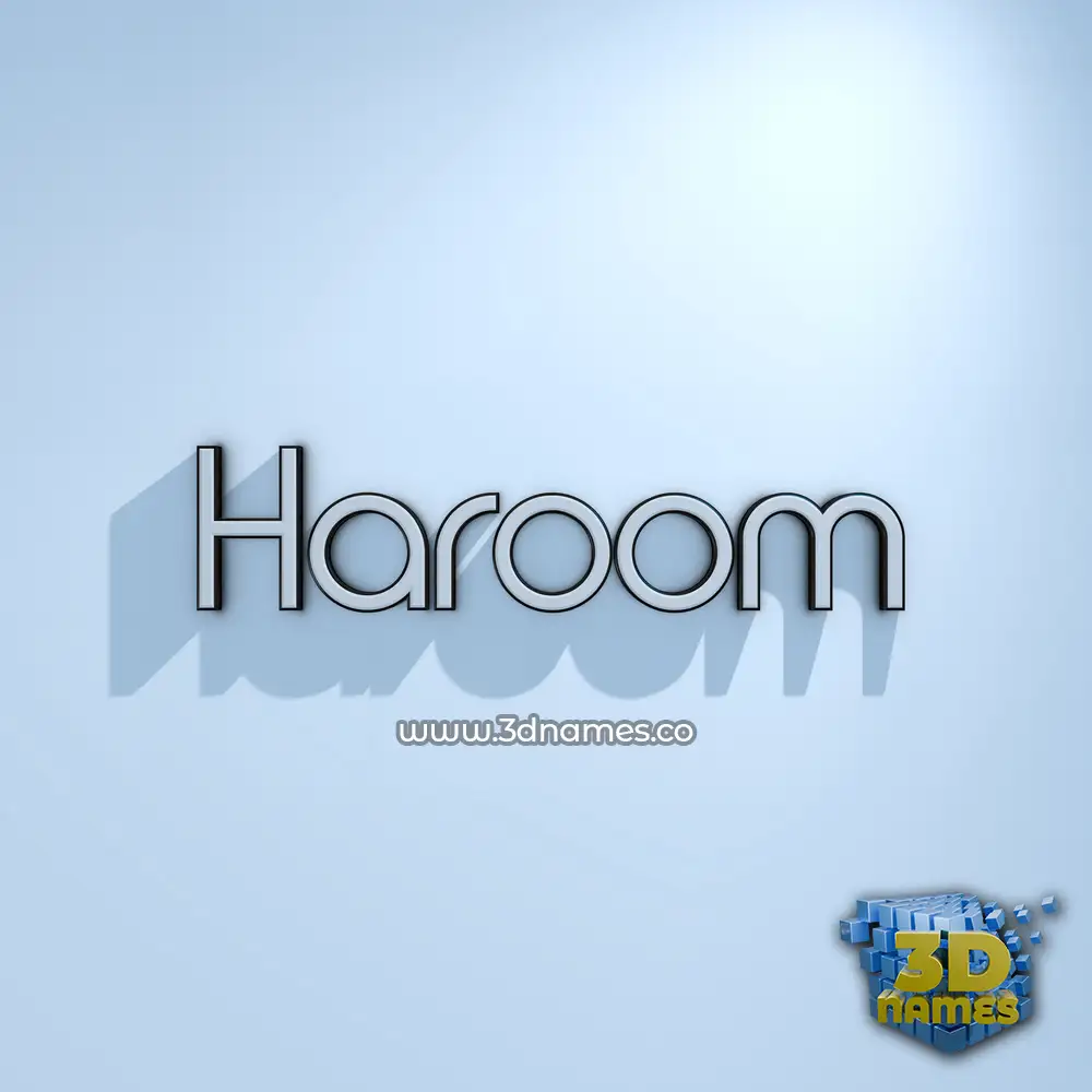 haroom in White Logo Cold style - 3D name wallpaper