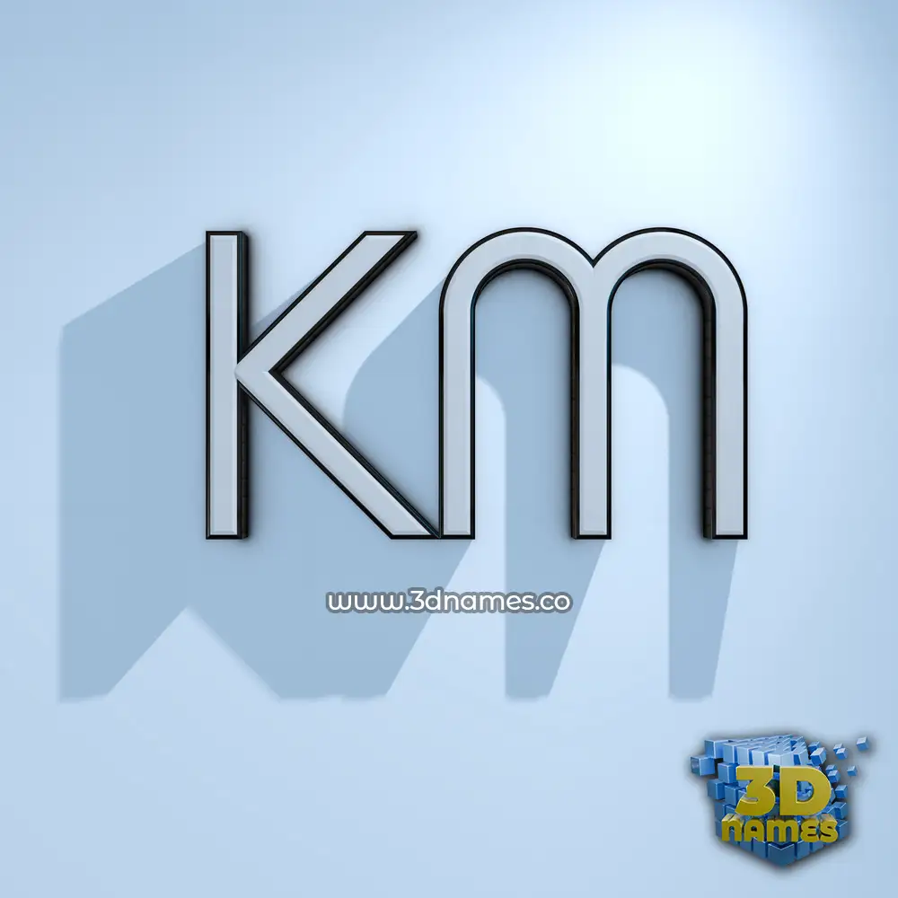 km in White Logo Cold style - 3D name wallpaper