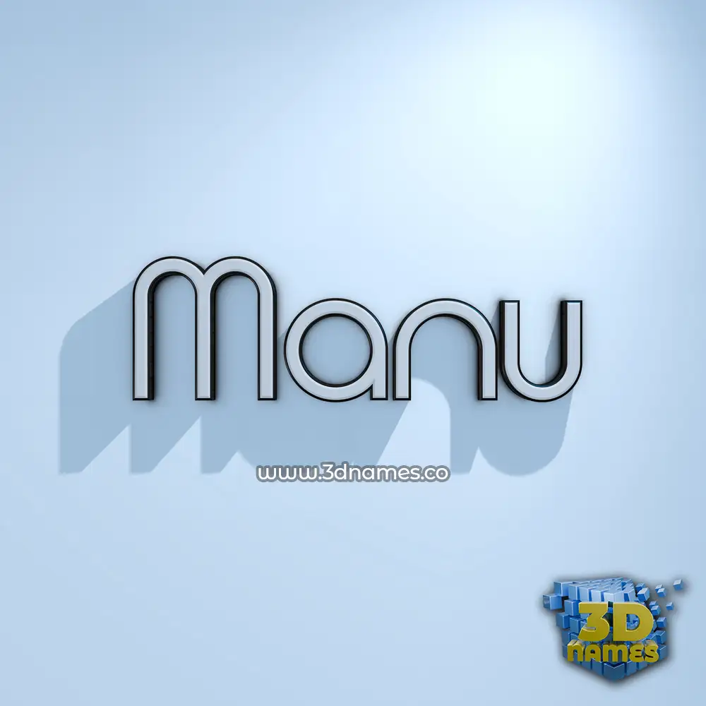 manu in White Logo Cold style - 3D name wallpaper
