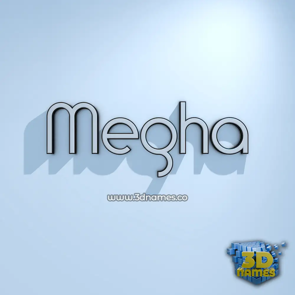 megha in White Logo Cold style - 3D name wallpaper