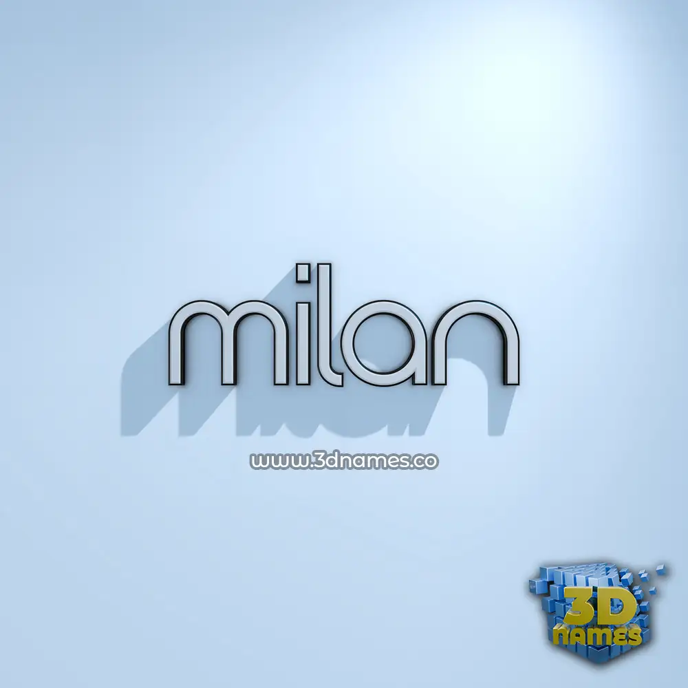 milan in White Logo Cold style - 3D name wallpaper