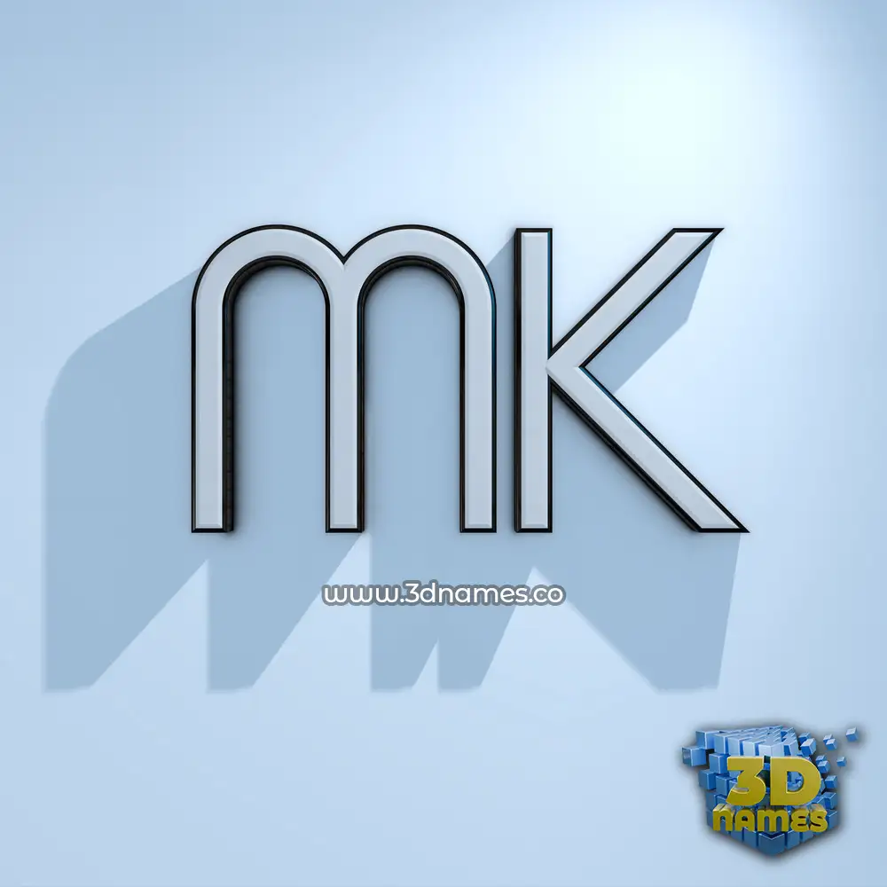 mk in White Logo Cold style - 3D name wallpaper