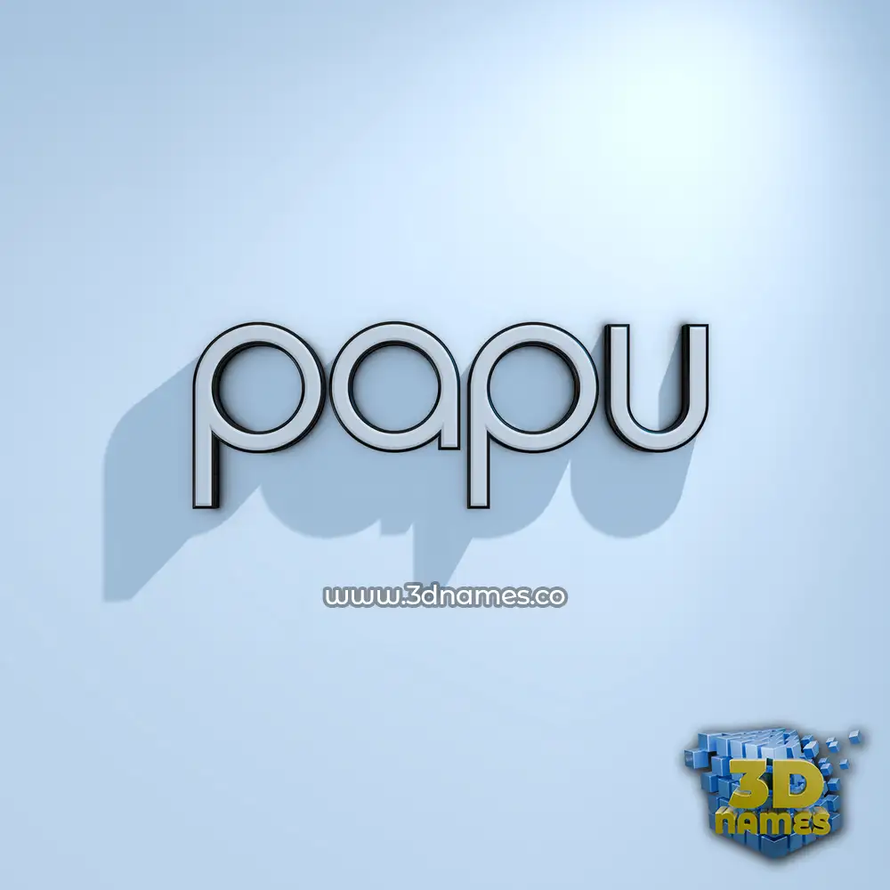 papu in White Logo Cold style - 3D name wallpaper