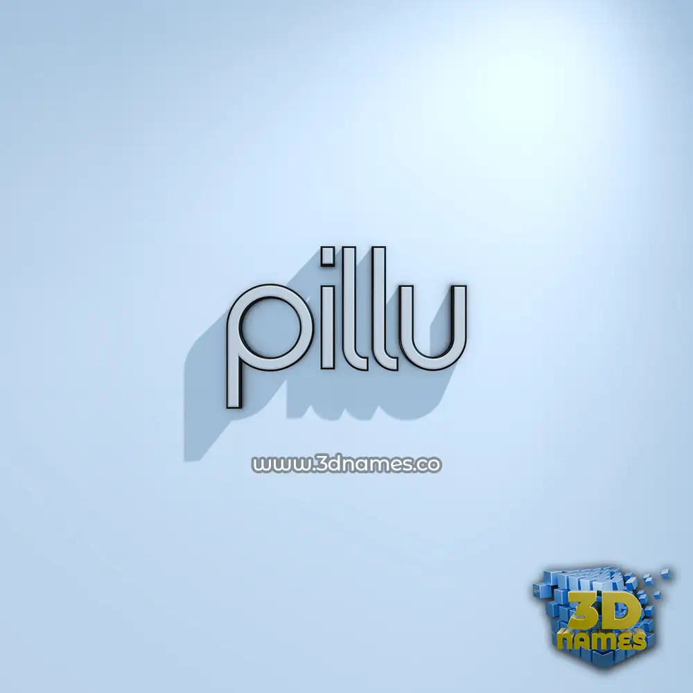 pillu in White Logo Cold style - 3D name wallpaper