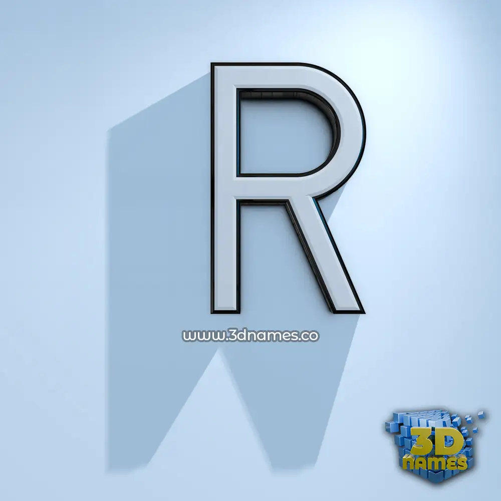 r in White Logo Cold style - 3D name wallpaper