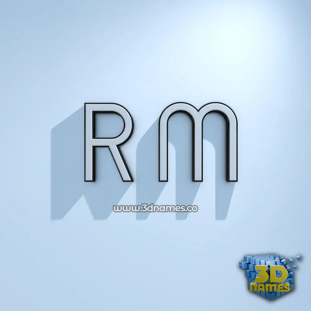 r m in White Logo Cold style - 3D name wallpaper