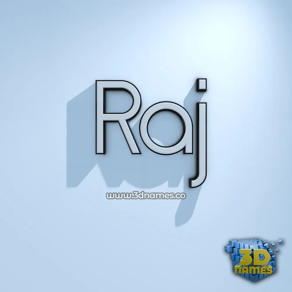 raj in White Logo Cold style - 3D name wallpaper