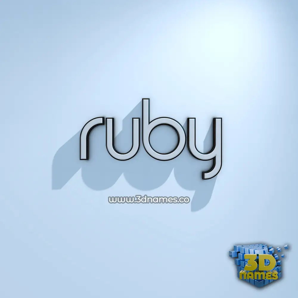 ruby in White Logo Cold style - 3D name wallpaper