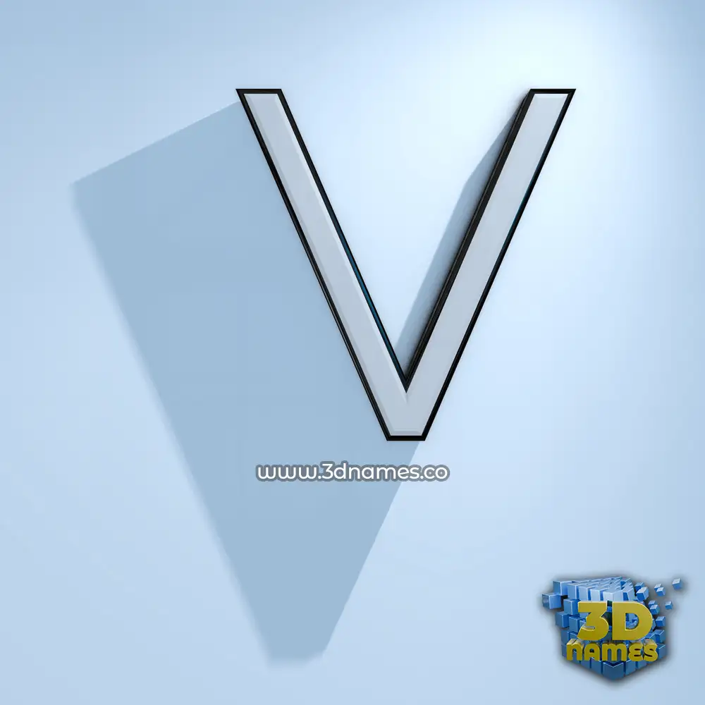v in White Logo Cold style - 3D name wallpaper