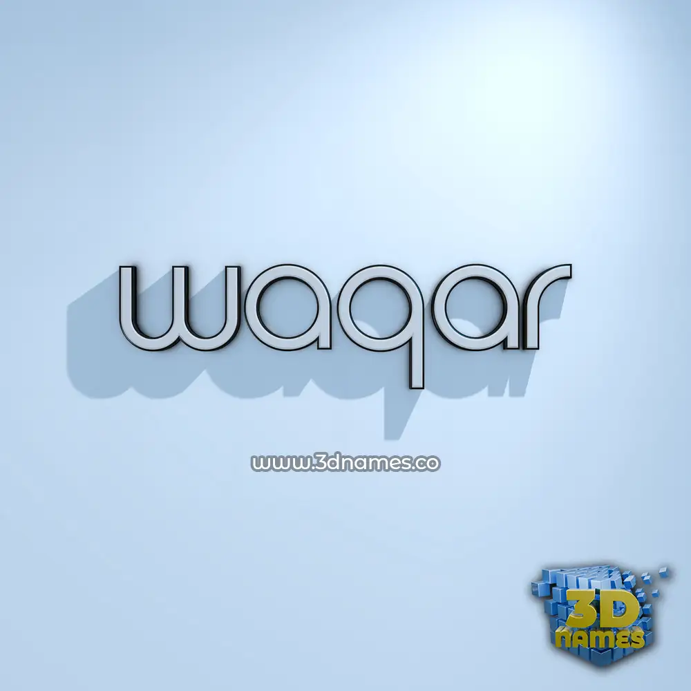waqar in White Logo Cold style - 3D name wallpaper