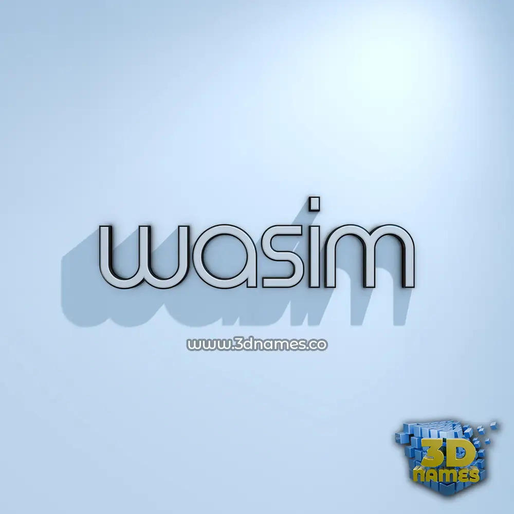 wasim in White Logo Cold style - 3D name wallpaper