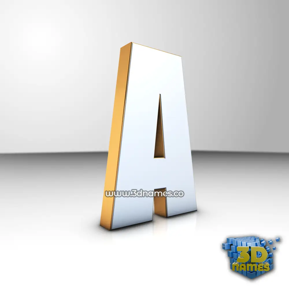 a in White'n'Gold style - 3D name wallpaper