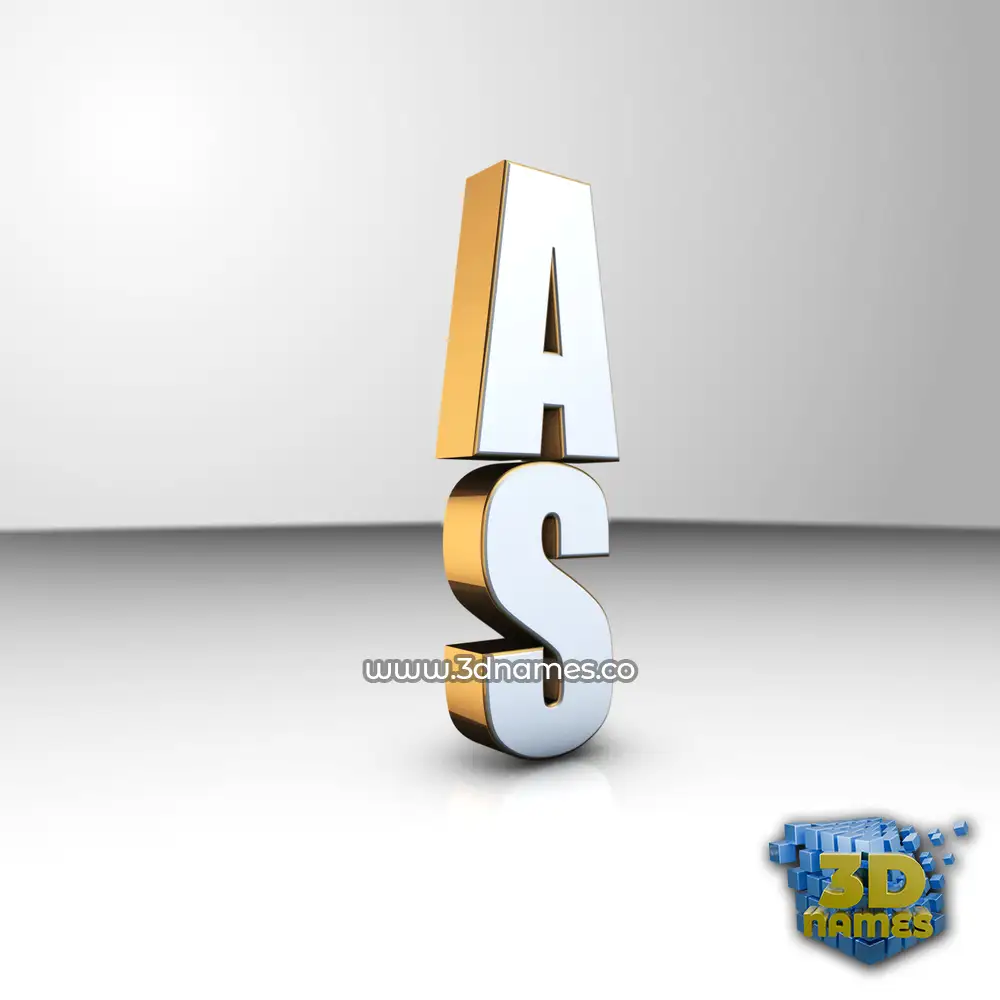 a s in White'n'Gold style - 3D name wallpaper