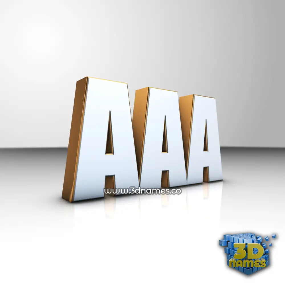 aaa in White'n'Gold style - 3D name wallpaper