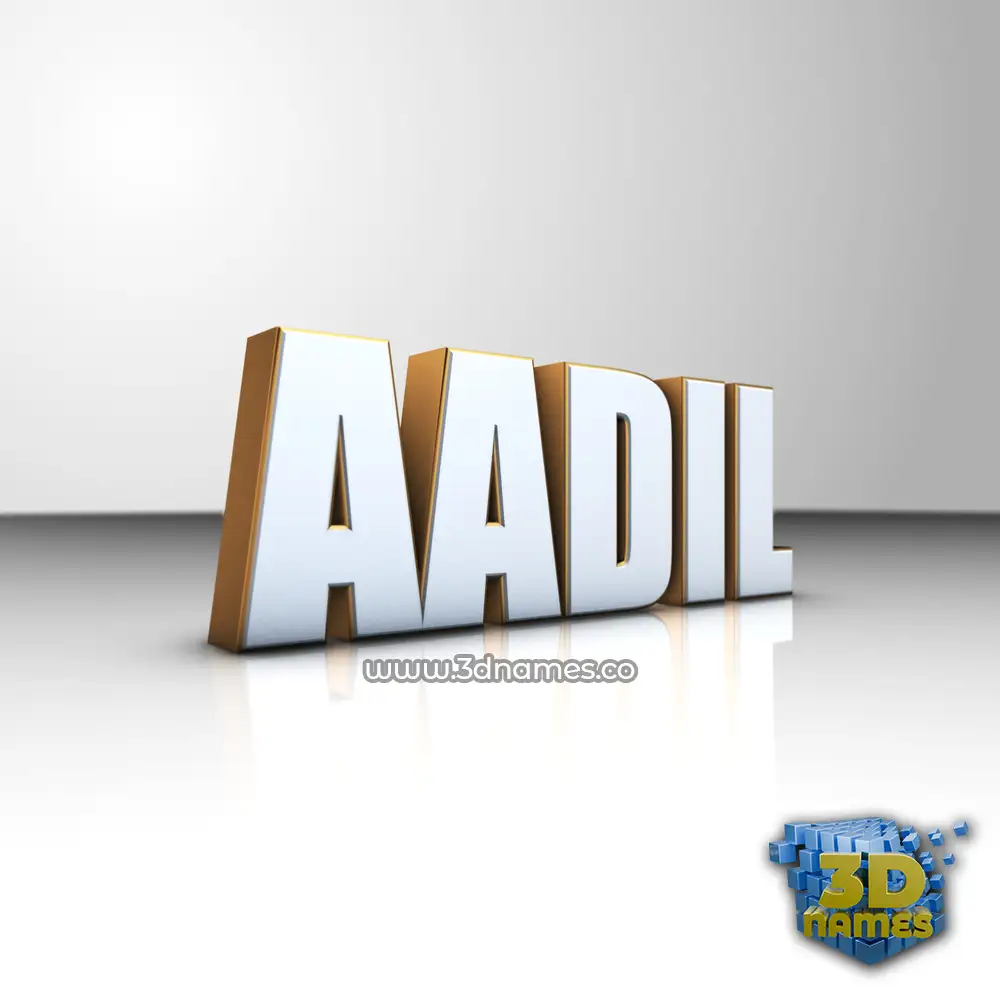 aadil in White'n'Gold style - 3D name wallpaper