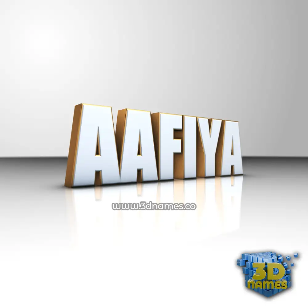 aafiya in White'n'Gold style - 3D name wallpaper