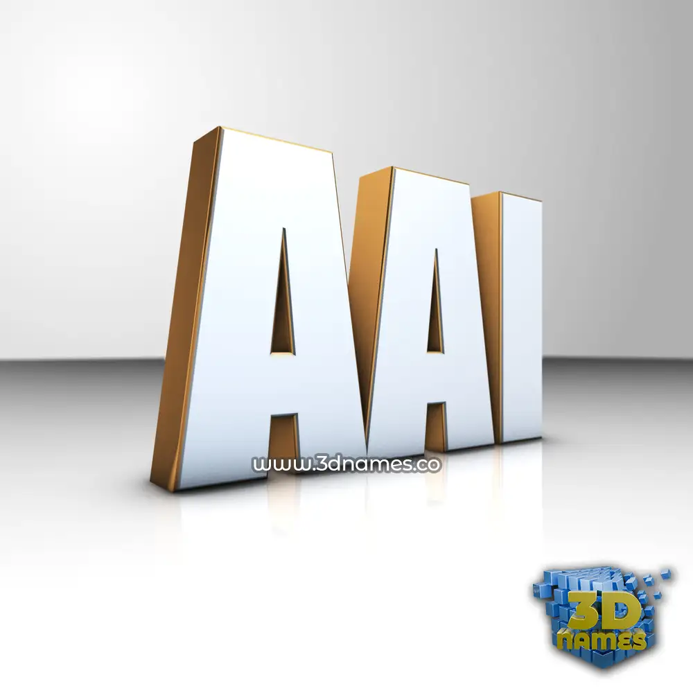 aai in White'n'Gold style - 3D name wallpaper