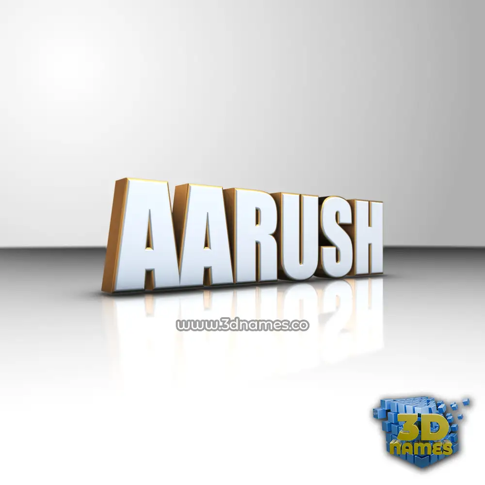 aarush in White'n'Gold style - 3D name wallpaper
