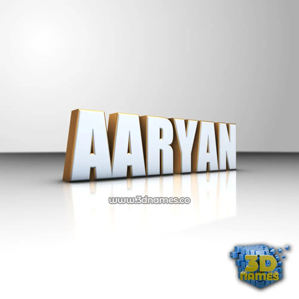 aaryan in White'n'Gold style - 3D name wallpaper