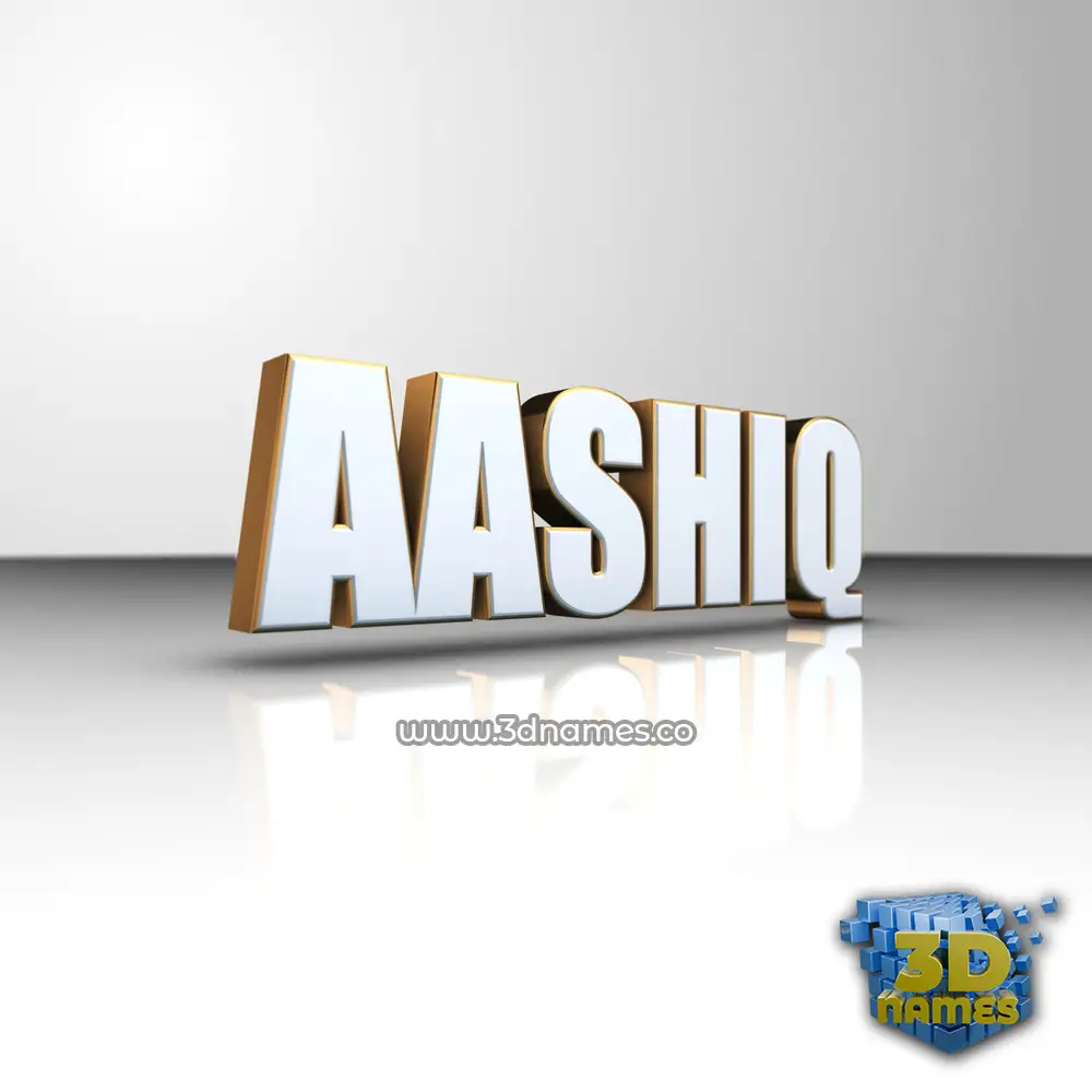 aashiq in White'n'Gold style - 3D name wallpaper