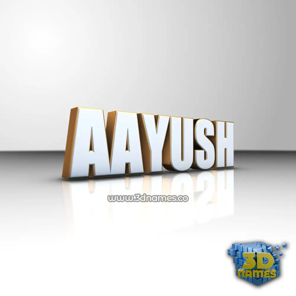 aayush in White'n'Gold style - 3D name wallpaper