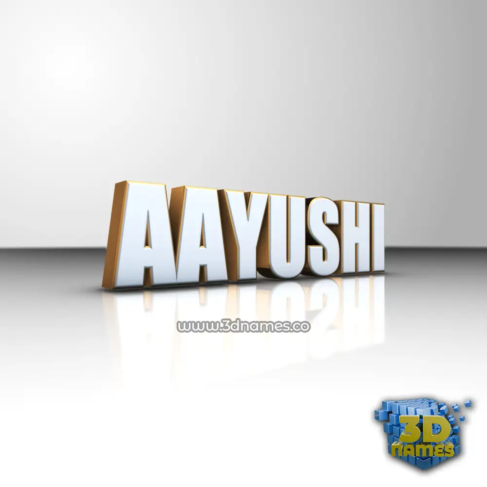 aayushi in White'n'Gold style - 3D name wallpaper