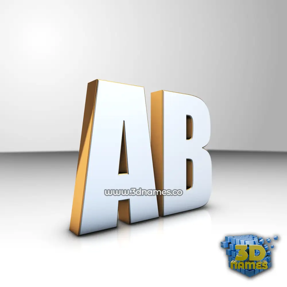 ab in White'n'Gold style - 3D name wallpaper