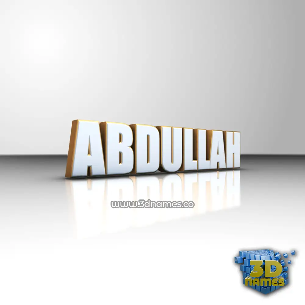 abdullah in White'n'Gold style - 3D name wallpaper