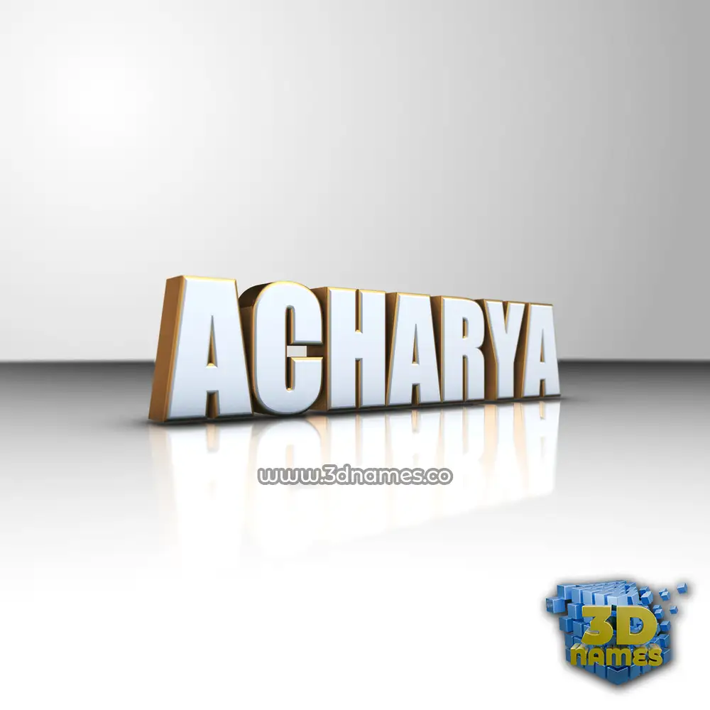 acharya in White'n'Gold style - 3D name wallpaper