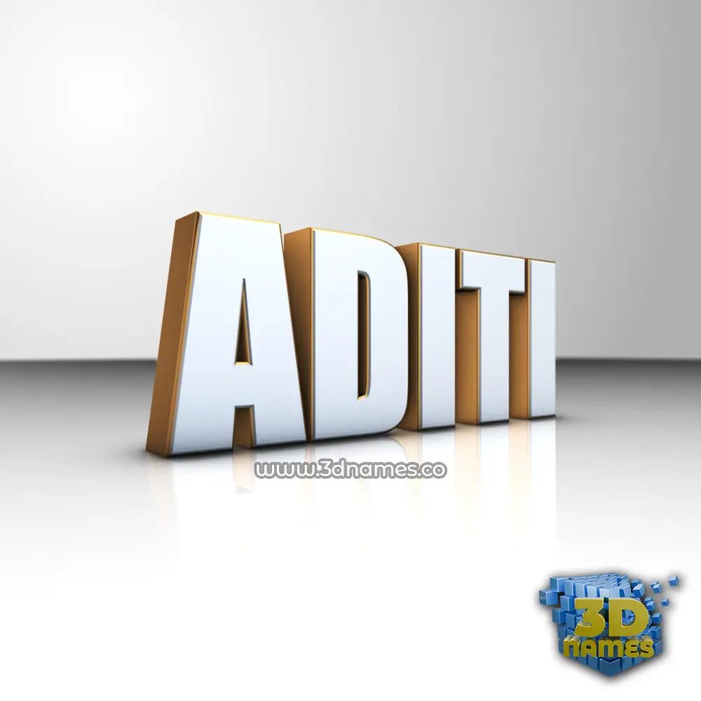 aditi in White'n'Gold style - 3D name wallpaper