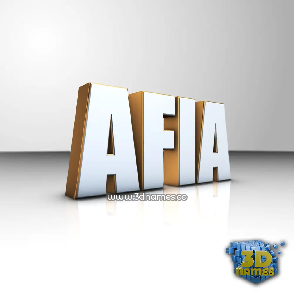 afia in White'n'Gold style - 3D name wallpaper