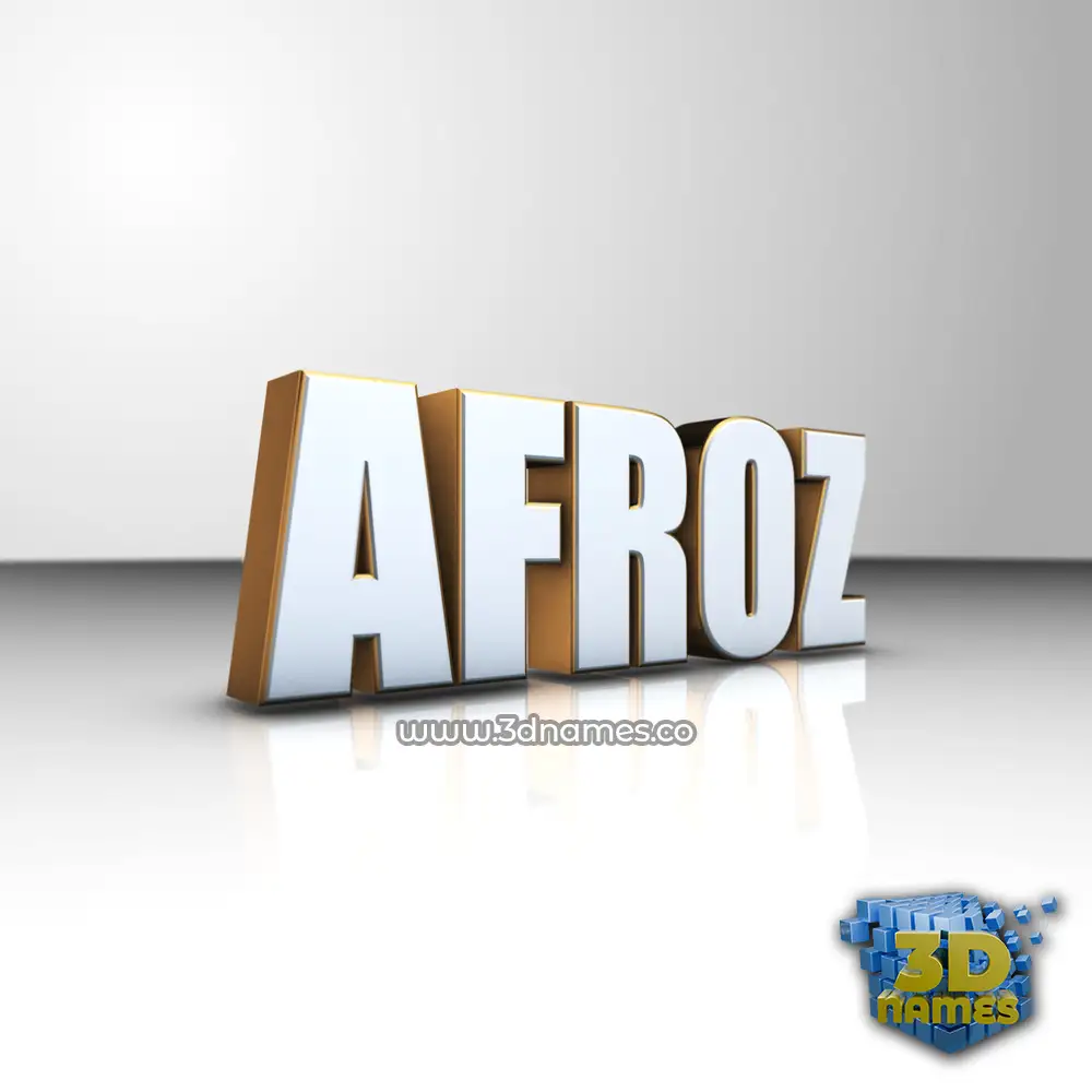 afroz in White'n'Gold style - 3D name wallpaper