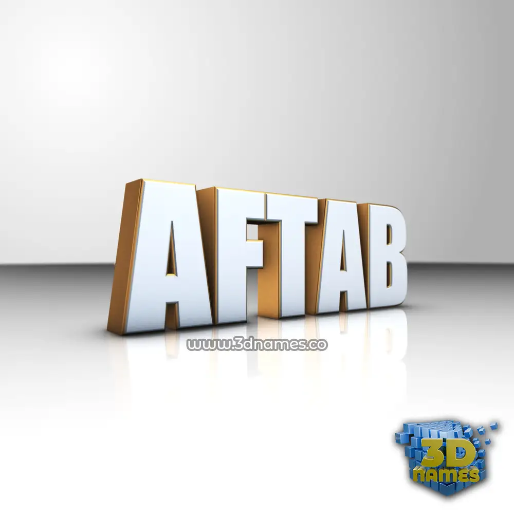 aftab in White'n'Gold style - 3D name wallpaper