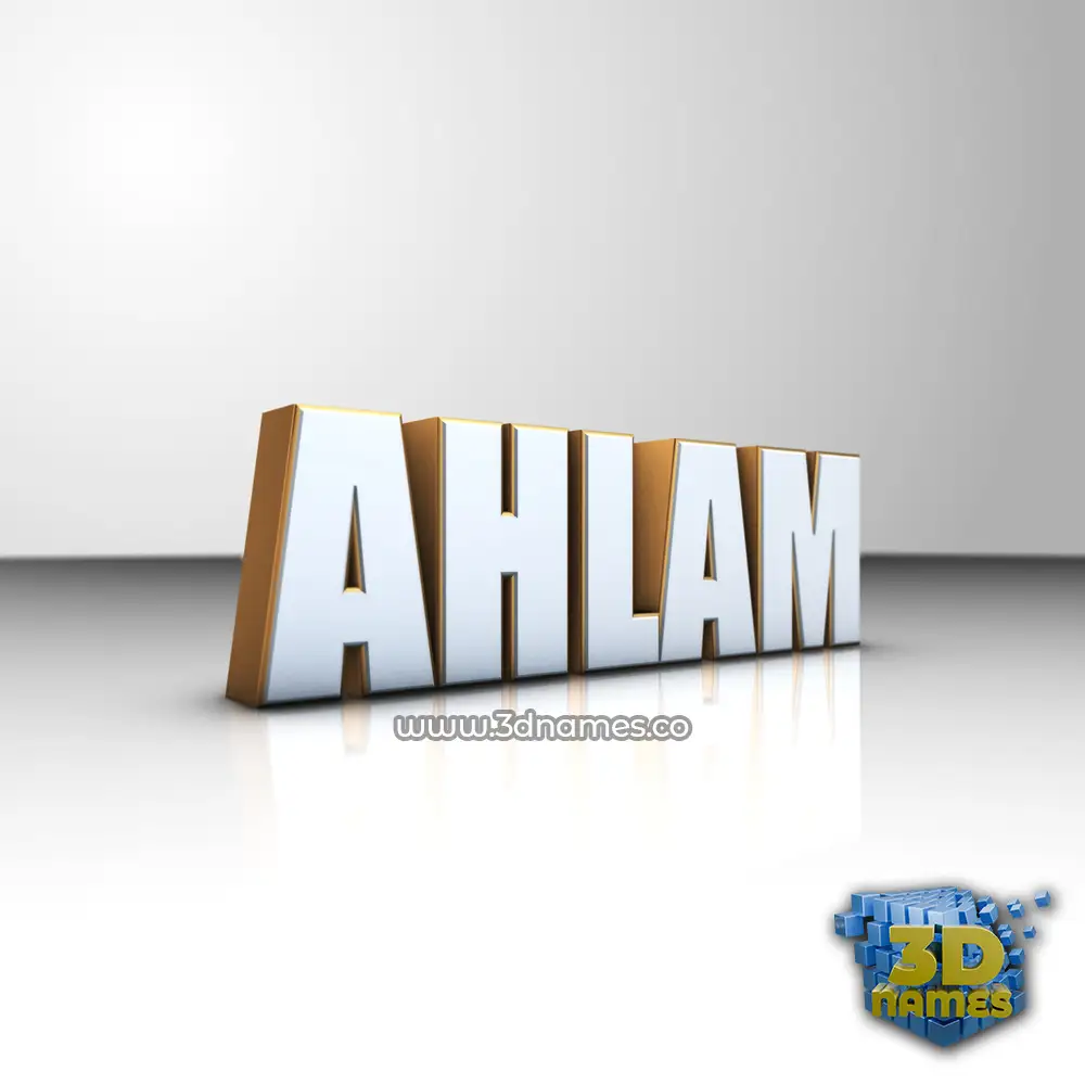 ahlam in White'n'Gold style - 3D name wallpaper
