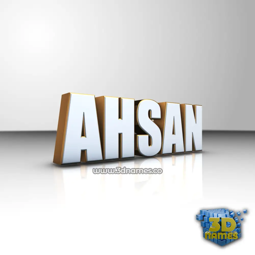 ahsan in White'n'Gold style - 3D name wallpaper