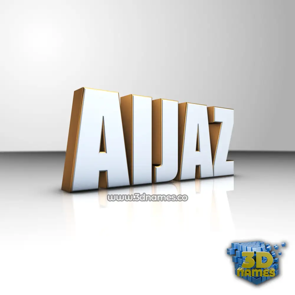 aijaz in White'n'Gold style - 3D name wallpaper