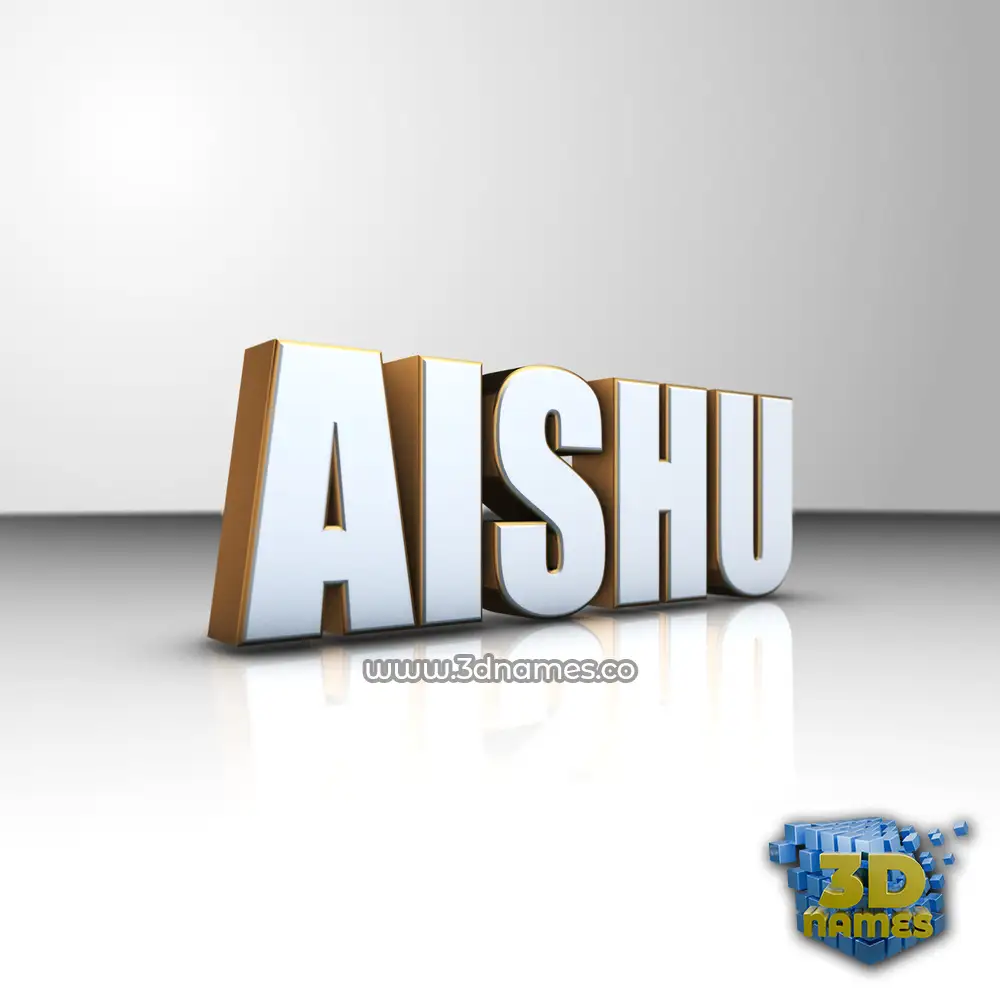 aishu in White'n'Gold style - 3D name wallpaper