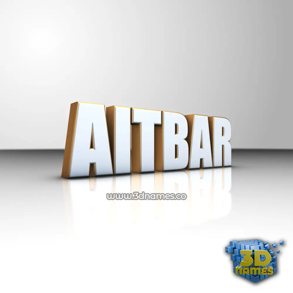 aitbar in White'n'Gold style - 3D name wallpaper