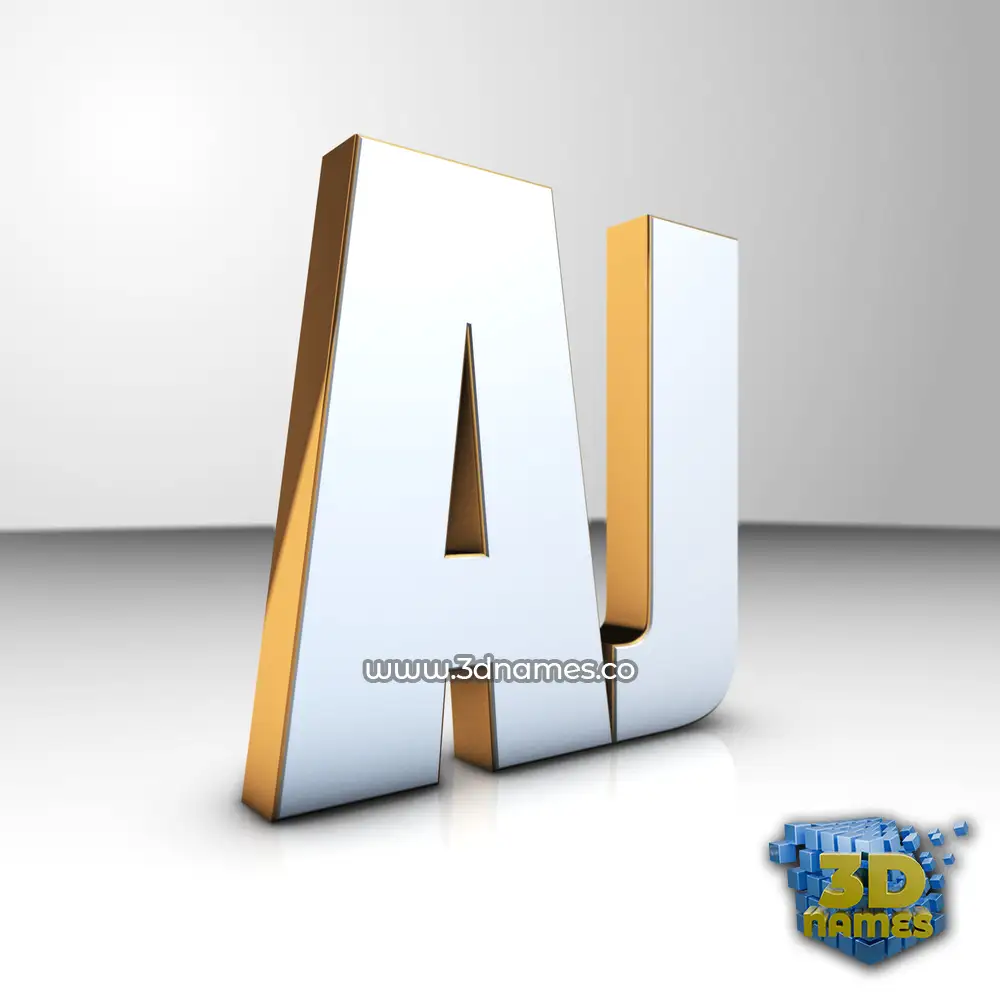 aj in White'n'Gold style - 3D name wallpaper