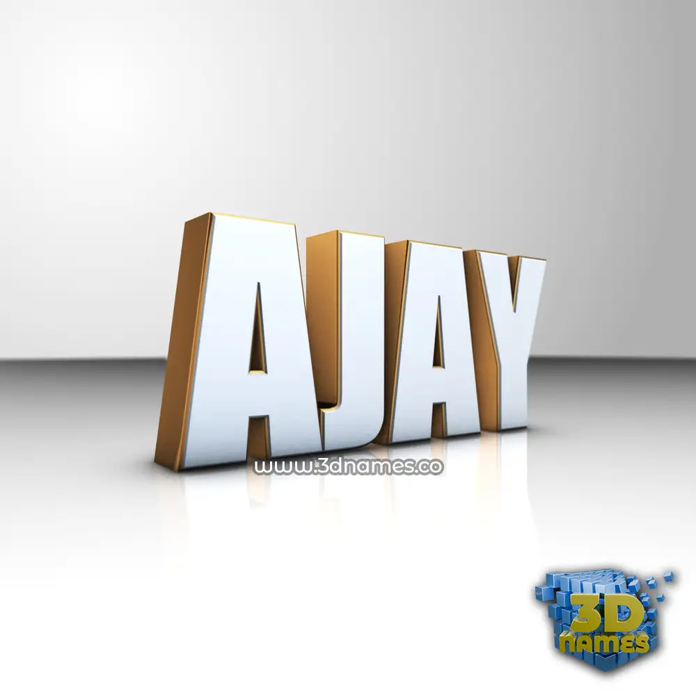 ajay in White'n'Gold style - 3D name wallpaper